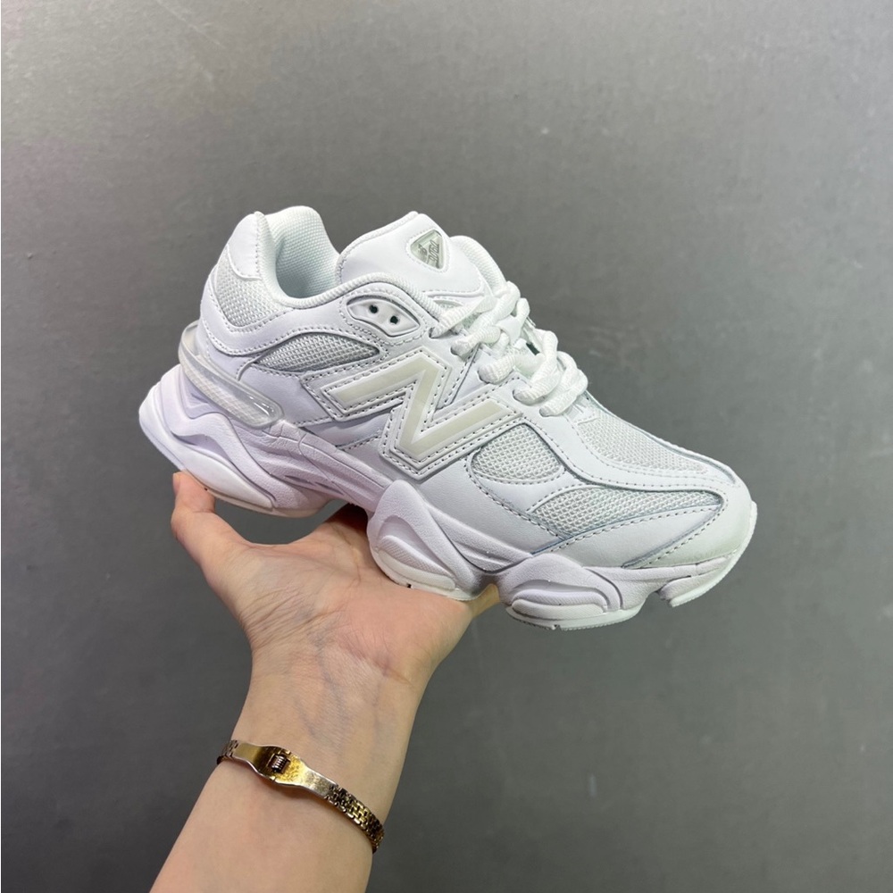 New Balance 9060 Women's All-White Chunky Trainer Sneakers - Picture 4 of 6